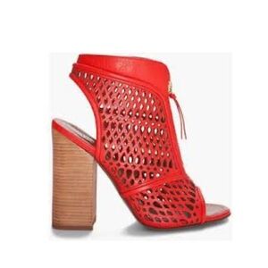 Proenza Schouler Zip Front Laser Cut Bootie in Red 37